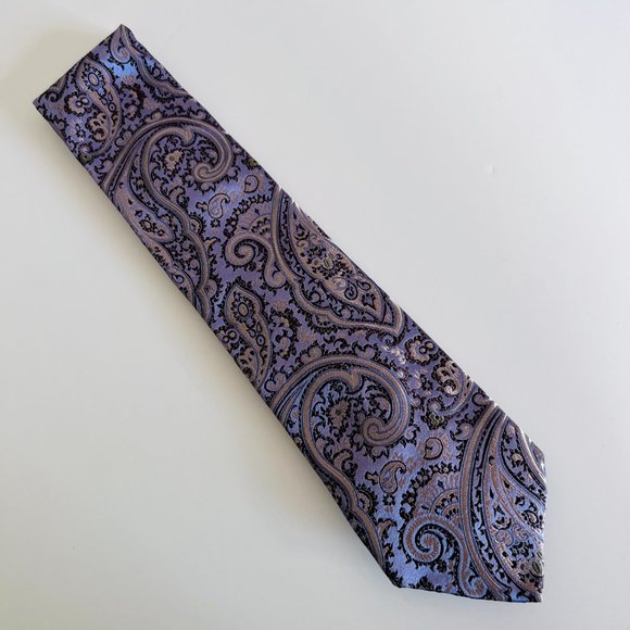 XMI UMBRIA Italian Silk Tie Lavender/Brown NWT - Picture 3 of 4